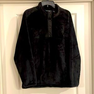 Womens Lands End lush a fleece pullover button up with pockets -2X